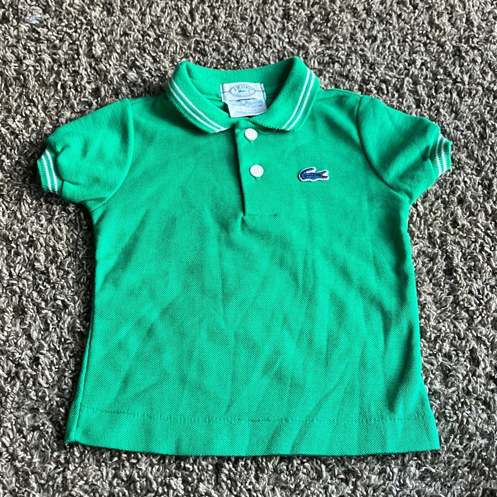 Vintage Lacoste Kids Polo Shirt in Bright Green Sz 6-9mo